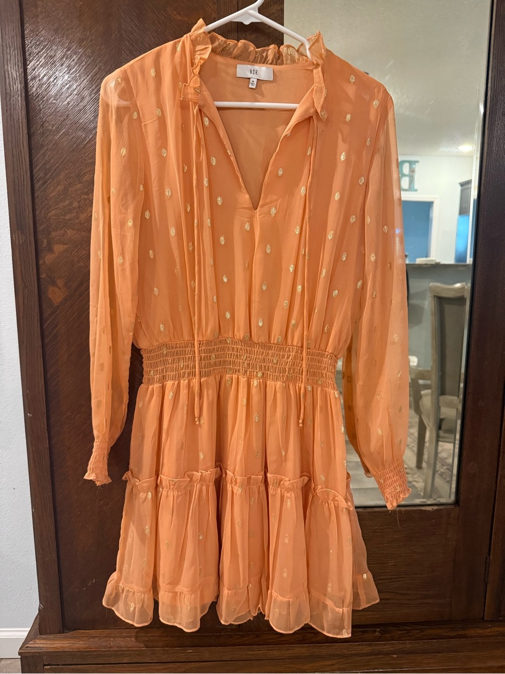 NSR Orange Dress with Gold Dot Accents